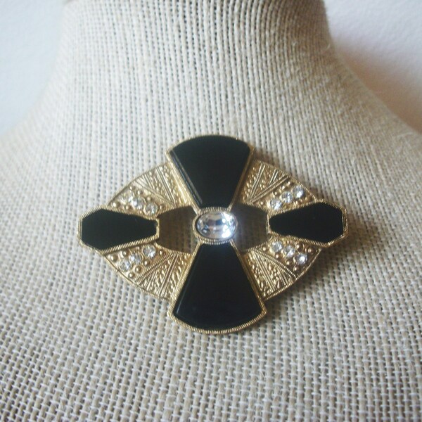 Black and Gold Brooch Etsy
