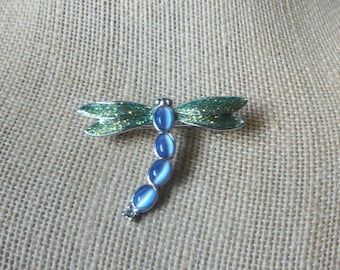 Swarovski Crystal Elegant Aqua Blue DRAGONFLY Bridal Wedding Pin