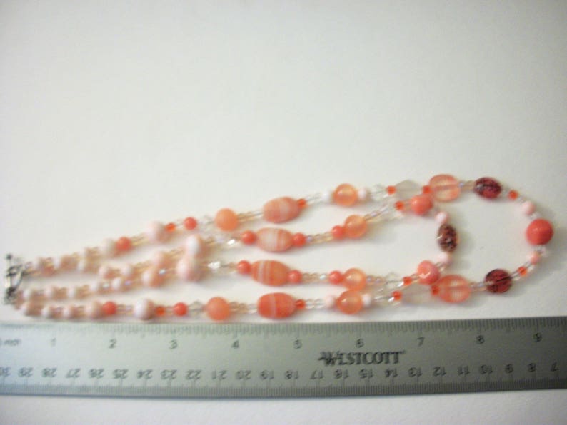Retro Double Row All Glass Beads Lamp Work Lady Bugs Necklace 5817