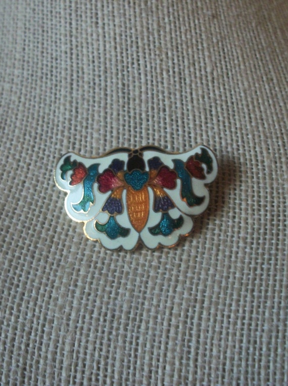 Vintage Jewelry 1950s Cloisonne Butterfly Mystical