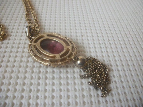 Pendant Tassel Necklace AVON Gold Toned Chain Fau… - image 3