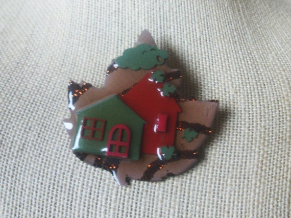 Pretty RARE House Pins By Lucinda Fall Maple Leaf… - image 1