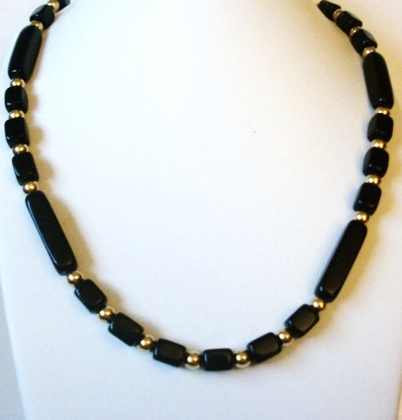 TRIFARI Designer Black Lucite Gold Toned Beads Vi… - image 2