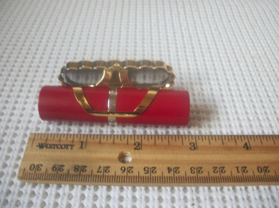 Gold Tone Colorful Cloisonne Lipstick Holder With… - image 3