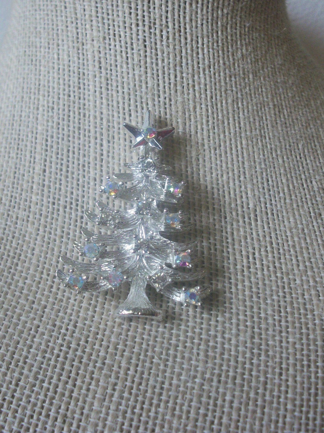 Vintage Jewelry Christmas Tree Aurora Borelias AB Crystals Etsy