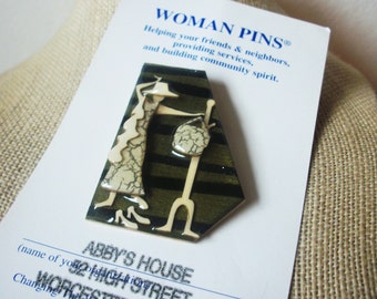 RARE Vintage Jewelry Lucinda Woman Pins Dress Up Time Ready to Shop Lucinda Pins 41317