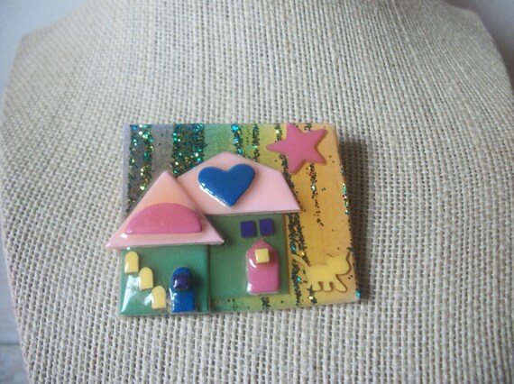 Vintage Lucinda House Pins Cat Glitter House Pins… - image 3