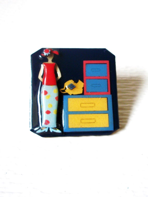 Pretty RARE Vintage Lucinda Pins Woman Pins By Lucind… Gem