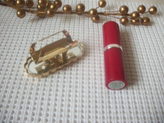 Gold Tone Colorful Cloisonne Lipstick Holder With… - image 4