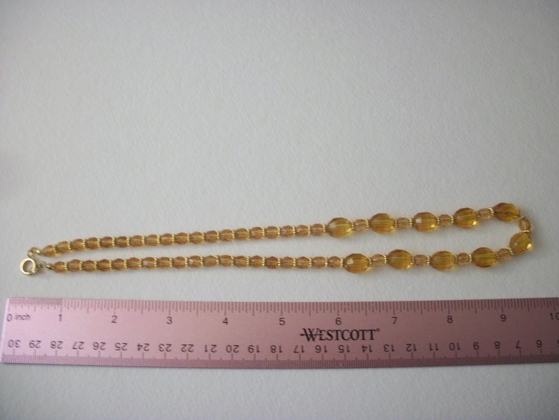 Vintagte Czech Glass Honey Gold tone Spacers Necklace 71218F