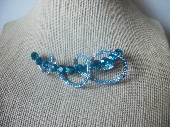 Vintage Brooch Pin Sparkling Blue and Turquoise C… - image 3