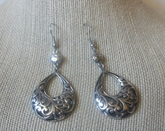 Long Bohemian Silver Toned Dangle Earrings 91617