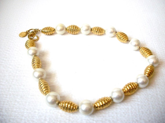 Vintage Necklace AK ANNE KLEIN Gold Toned Faux Pe… - image 2