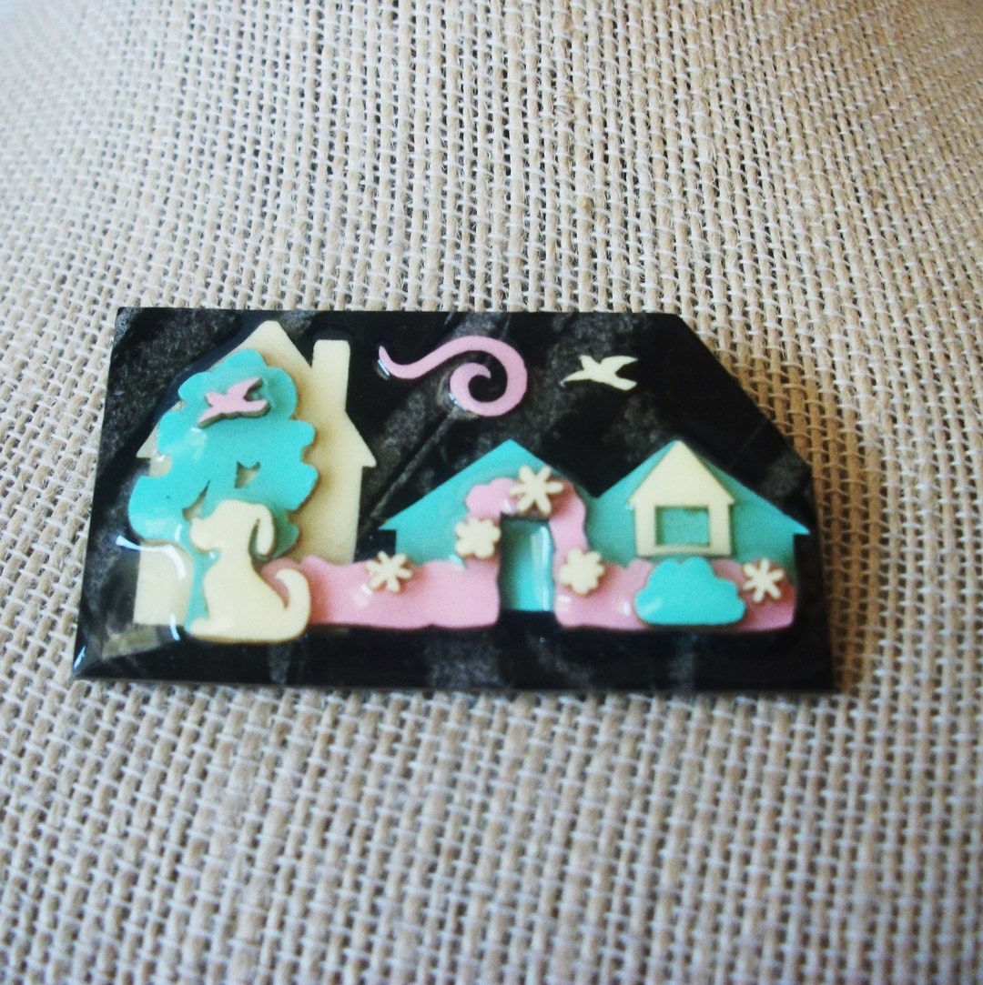 RARE Lucinda House Pins Dream Cottage Dog Pastel Flowers Bird Etsy