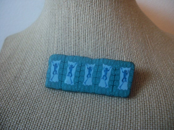 Vintage Jewelry, Hand Crafted Blue Clay Resin, Pr… - image 3