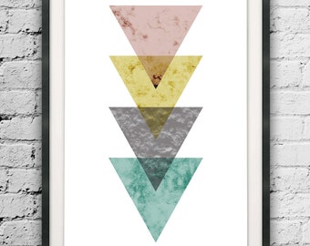 Modern Art Triangle Poster, Large Size Triangle Print, Abstract Triangles, Triangle, Scandinavian Design, Nordic Style Abstract Printables