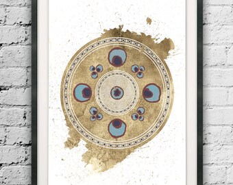 Circle, Circular Style, Ottoman Style Art, Abstract Gold Printable, Traditional, Posters for Sale, Wall Decor, Minimalist Art Printables