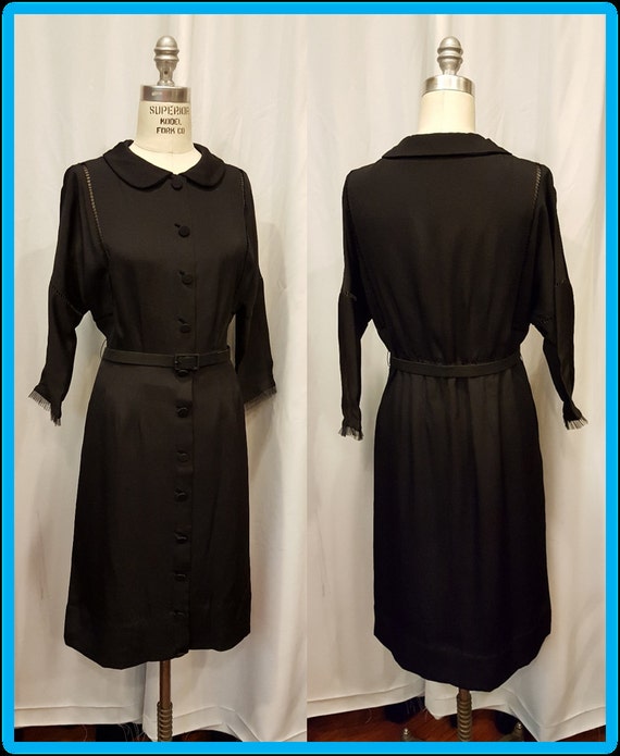 Vintage Womens Amazing Black 1930's 1940's Dress w