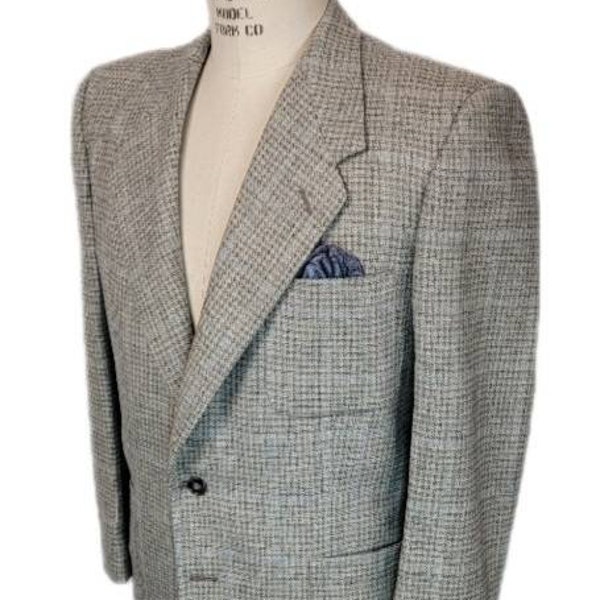 Vintage ~ Men's ~ Grey ~ Cream ~ Blue ~ Sportscoat ~ Viva Las Vegas ~ Sportswear ~ Amazing Fabric L@@k!!!