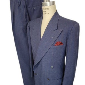 Vintage ~ Mens ~ Suit ~ Blue ~ Striped ~ Big ~ Lapels ~ Zoot Suit ~ Hollywood Rise ~ Foreman & Clark ~ L@@k!!!