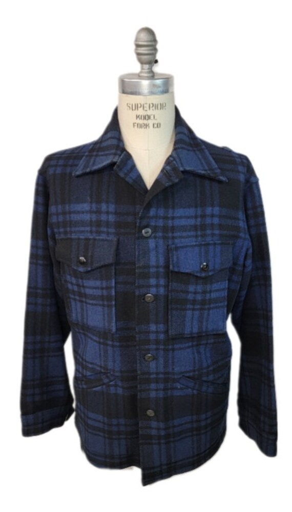 Vintage Pendleton Wool Plaid Car Coat Jacket – Blue B… - Gem