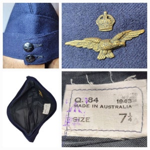 Ww2 Raaf Cap WW2 ~ RAAF ~ Royal Australian ~ Air Force ~ Officers ~ Side Cap ~ 1943 ...