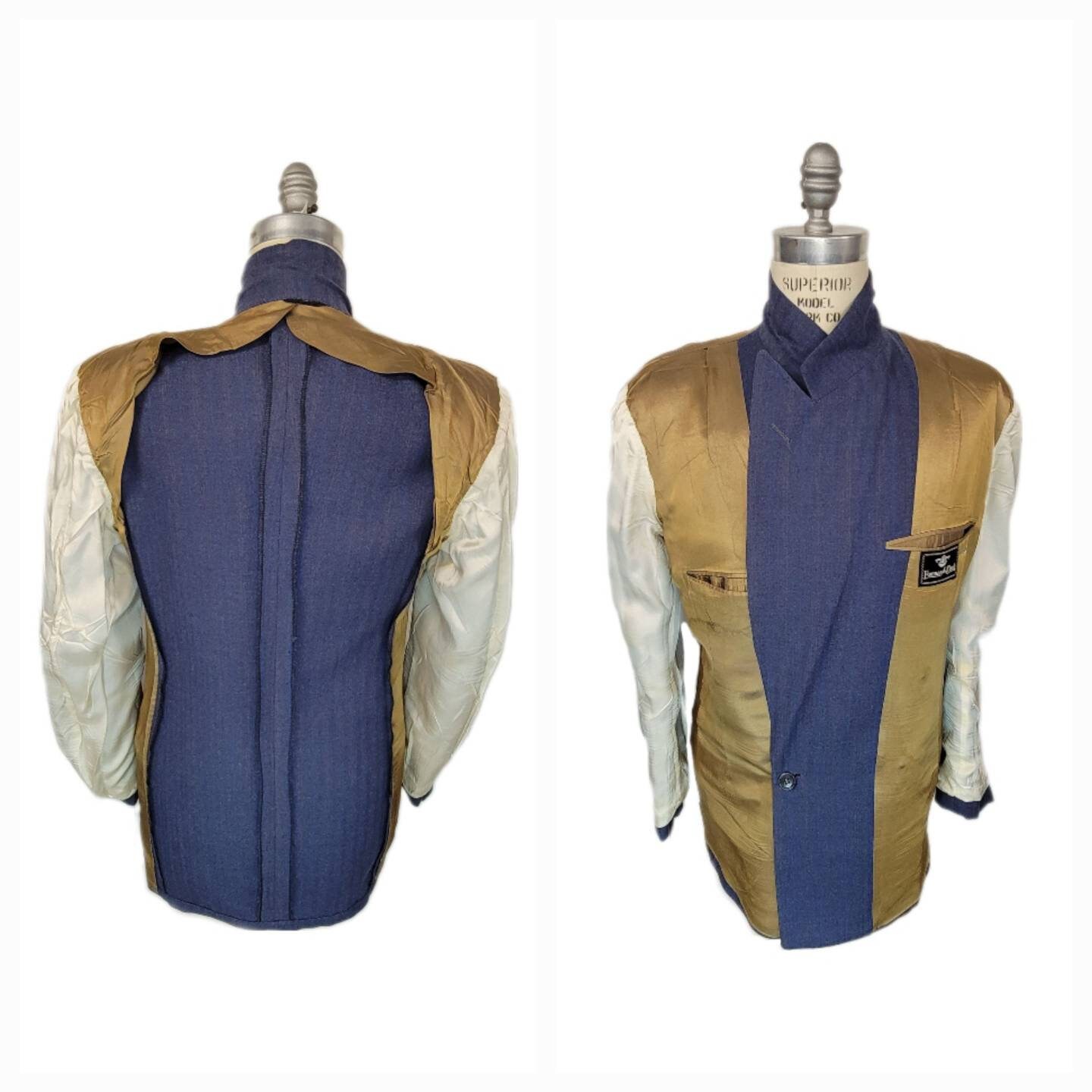 Vintage ~ Mens ~ Suit ~ Blue ~ Striped ~ Big ~ Lapels ~ Zoot