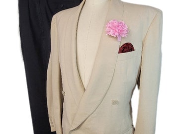 Vintage 1960's Men's After Six by Rudofker Cream Polyester Vintage 1960's Men's After Six by Rudofker Cream Polyester