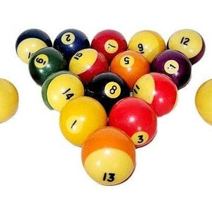 Vintage ~ Bakelite ~ Billiard Pool Set ~ 17 Balls ~ Great Colors ~ Patina ~ Must View!!!