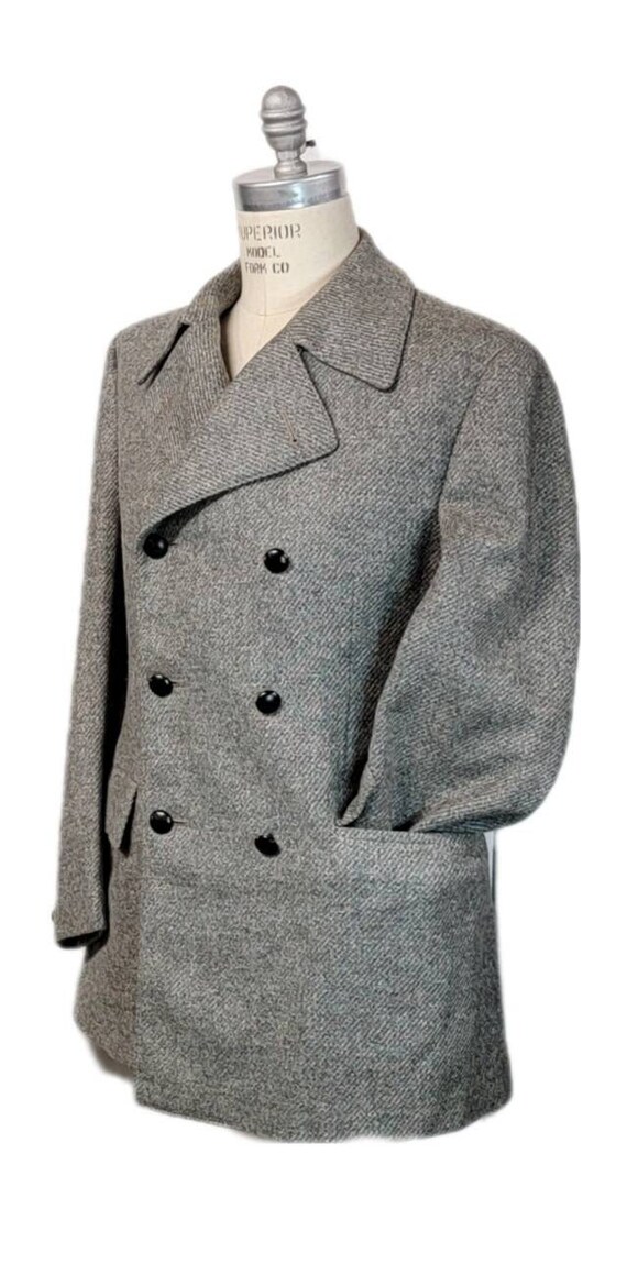 Vintage ~ Mens ~ Stadium ~ Car Coat ~ Gray ~ Belt… - image 7