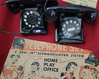 Vintage ~ Toy ~ Telephone ~ Set~  Inter-communication System for Home Play Office ~ Playmore, Inc. ~ Must See!!!