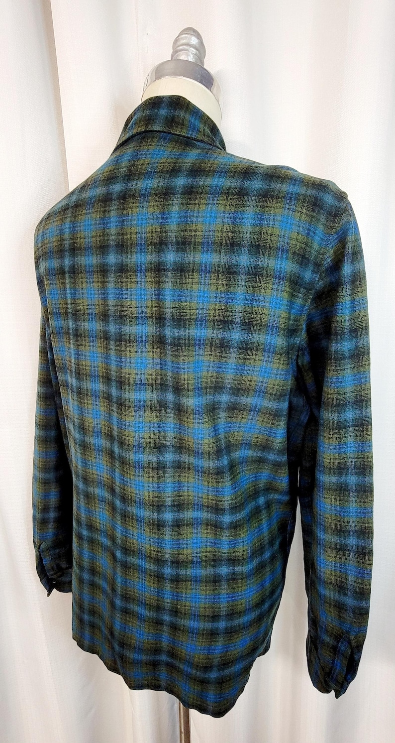 Writer Pendleton Jacket Vintage ~ Mens ~ Pendleton Jacket ~ Incredible ~ Colors Are Bright Blue ...