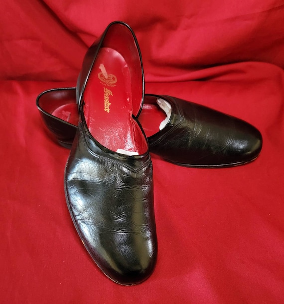 Vintage Men's Slippers Black Elegant Suede … Gem