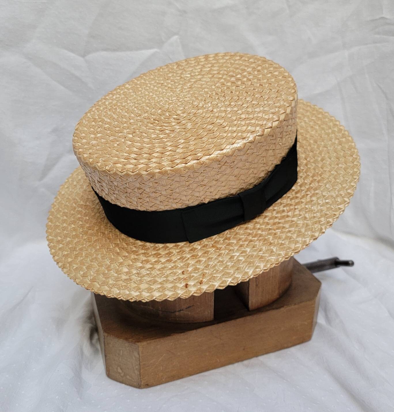 Vintage Mens Straw Boater Clean Gatsby 
