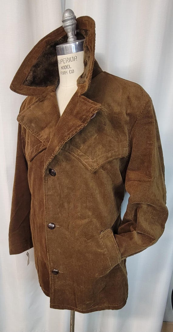 Mens ~ Vintage ~ Jacket ~ Corduroy ~ Faux Fur Lining ~ Deadstock