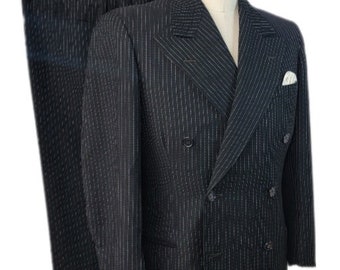 Mens ~ Vintage ~ Suit ~ Striped ~ Incredible ~ Fabric ~ High Rise ~ Davis Tailoring Co. ~ L@@k!!!