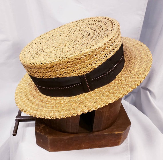 Vintage ~ Men's Ventilated Straw Boater ~ Super Un