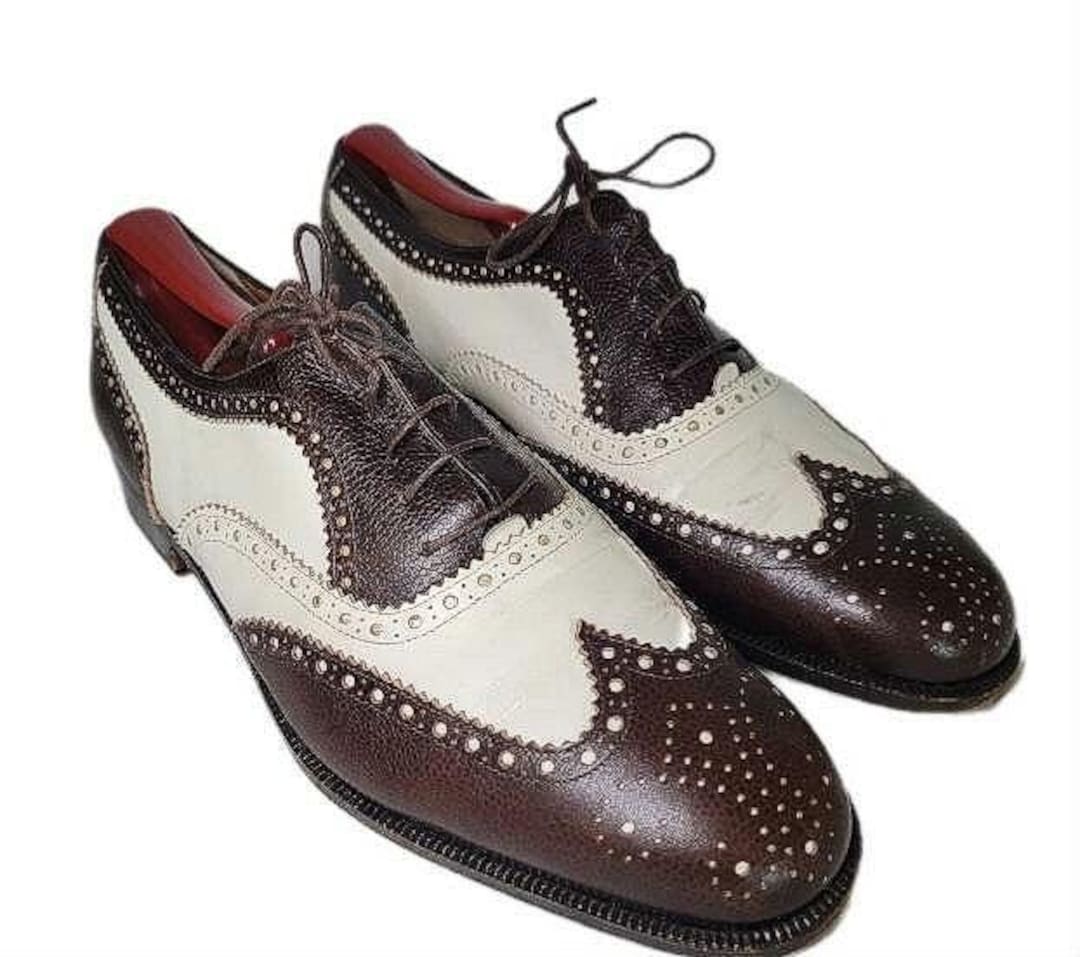 Men's ~ Vintage ~ Spectators ~ Shoes~ Burgandy & White ~ Two Tones