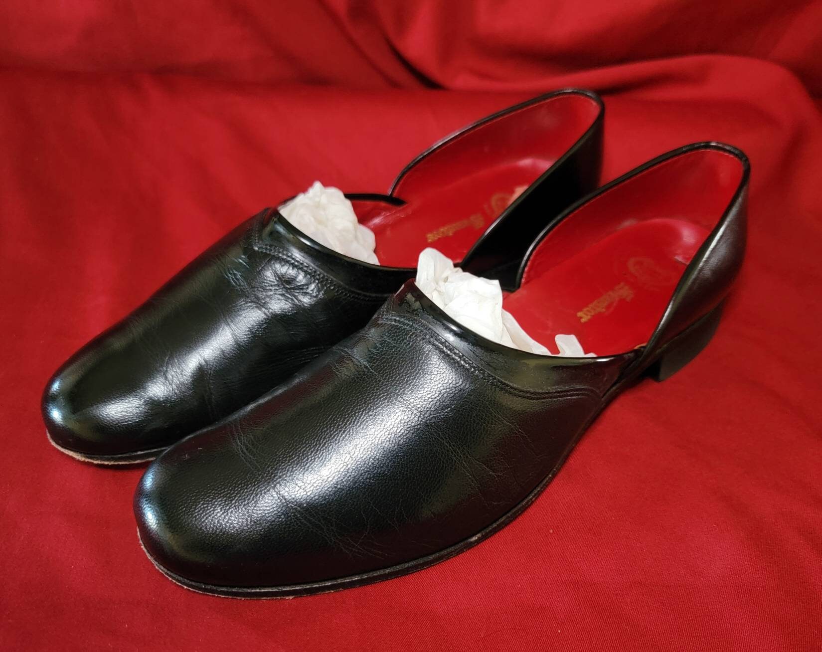 Vintage Men s Slippers Black Elegant Suede Near Mint Evans Lk Etsy UK
