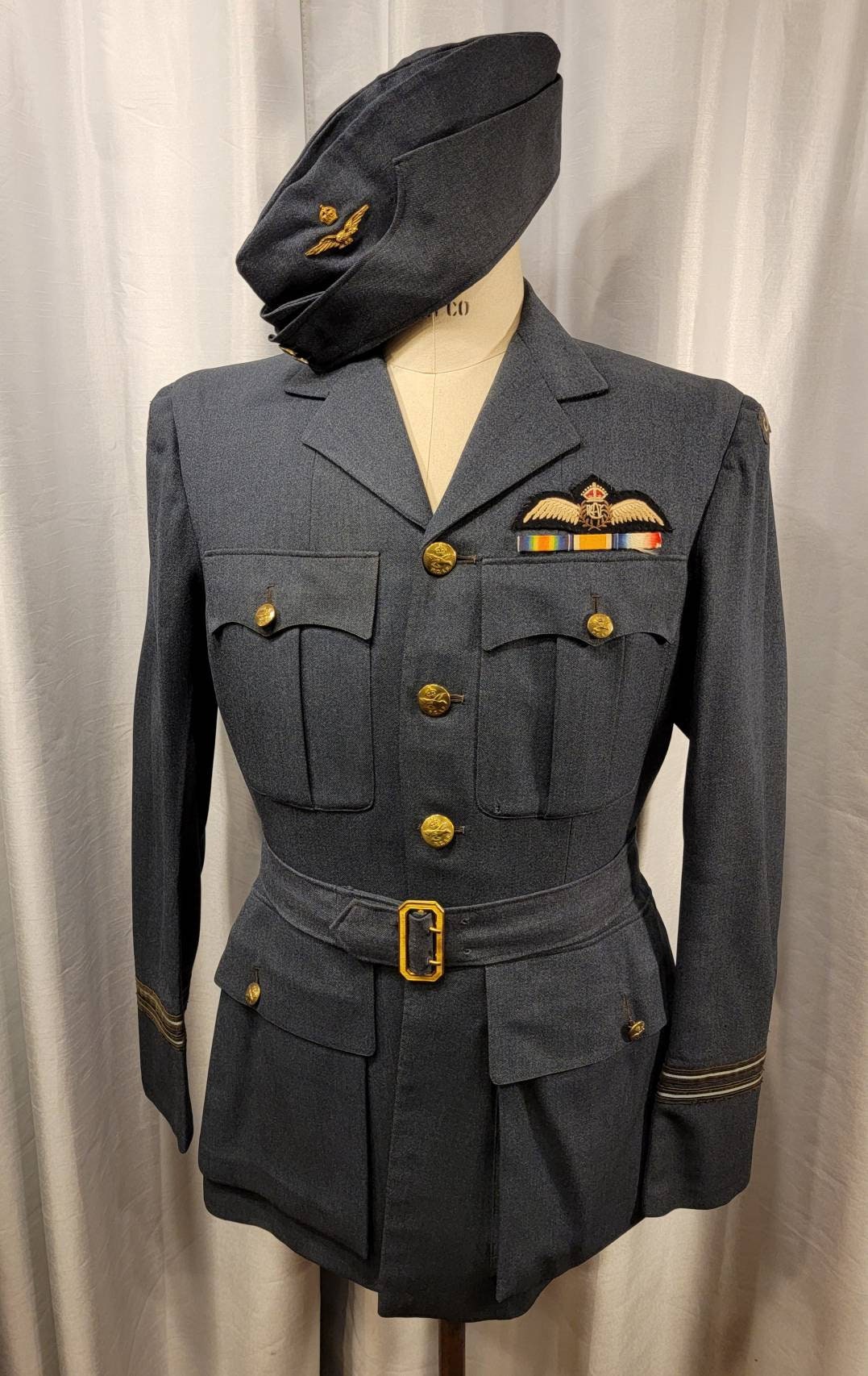 WW2 RCAF Uniform Flight Officer Cap Wings Barathea Wool LTD | Etsy