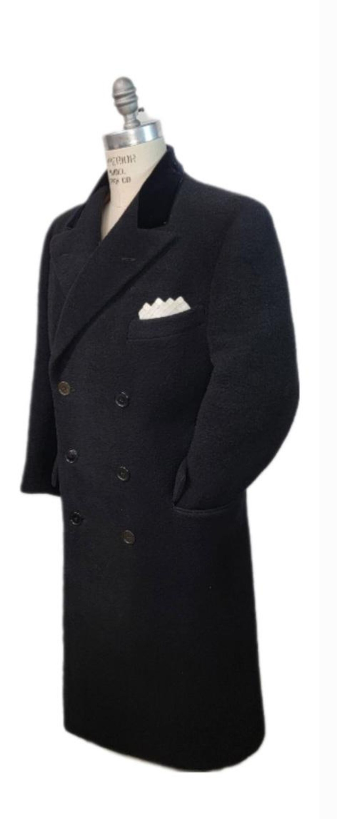 Vintage ~ Men's ~ Black ~ Double Breasted ~ Chesterfield Topcoat