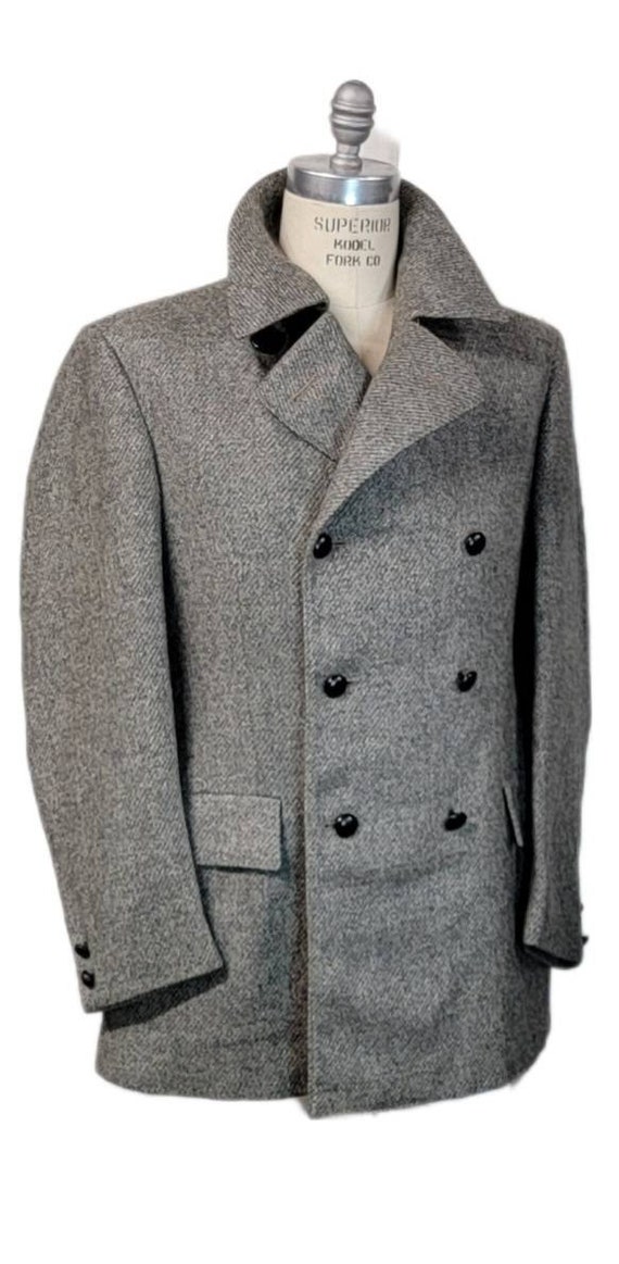 Vintage ~ Mens ~ Stadium ~ Car Coat ~ Gray ~ Belt… - image 1