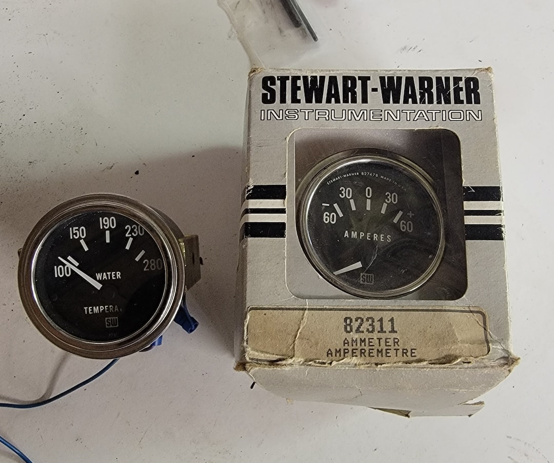 Vintage Stewart Warner Guages Instrumention Appmeter and Water Lk