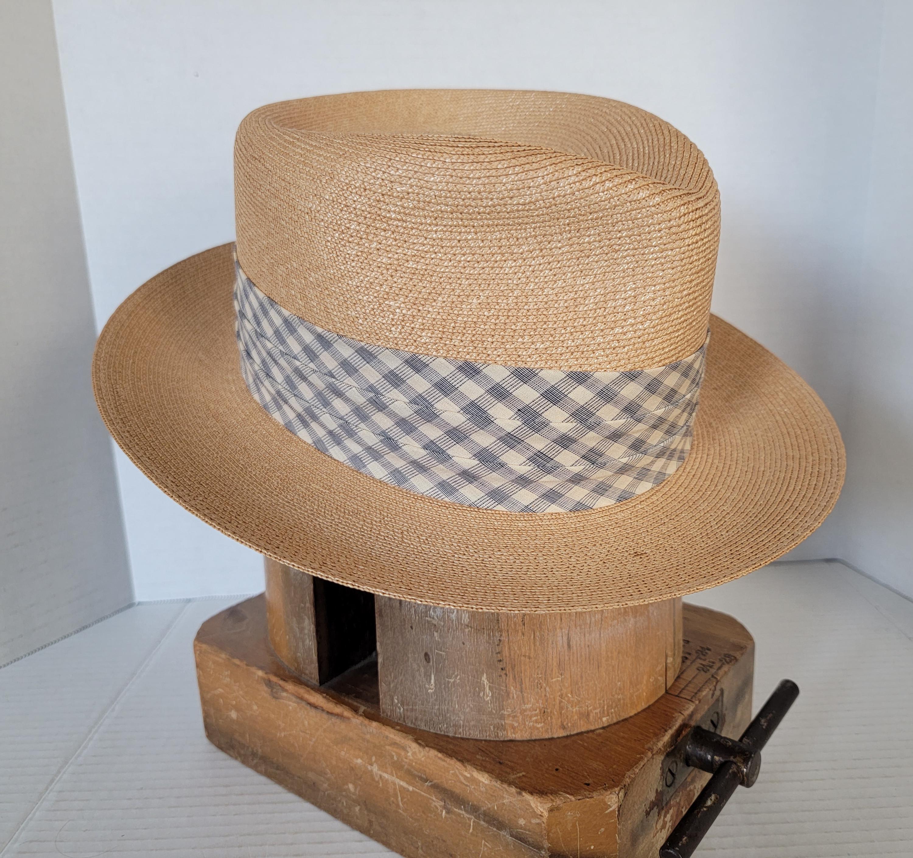 帽子 Vintage cavanagh straw hat Milan 7 1/2 Vintage ~ Men's ~ Cavanaugh ~ Geniune ~ Milan ~ Straw