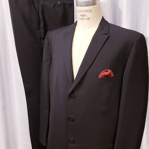 Mens ~ Vintage ~ Sharkskin ~ Black ~ Sharkskin ~ Suit ~ Blues Brothers ~ Rat Pack ~ L@@k!