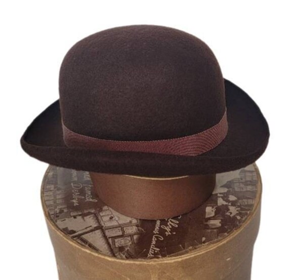 Vintage ~ Brown ~ Derby ~ Hat ~ Souvenir ~ Salesm… - image 7