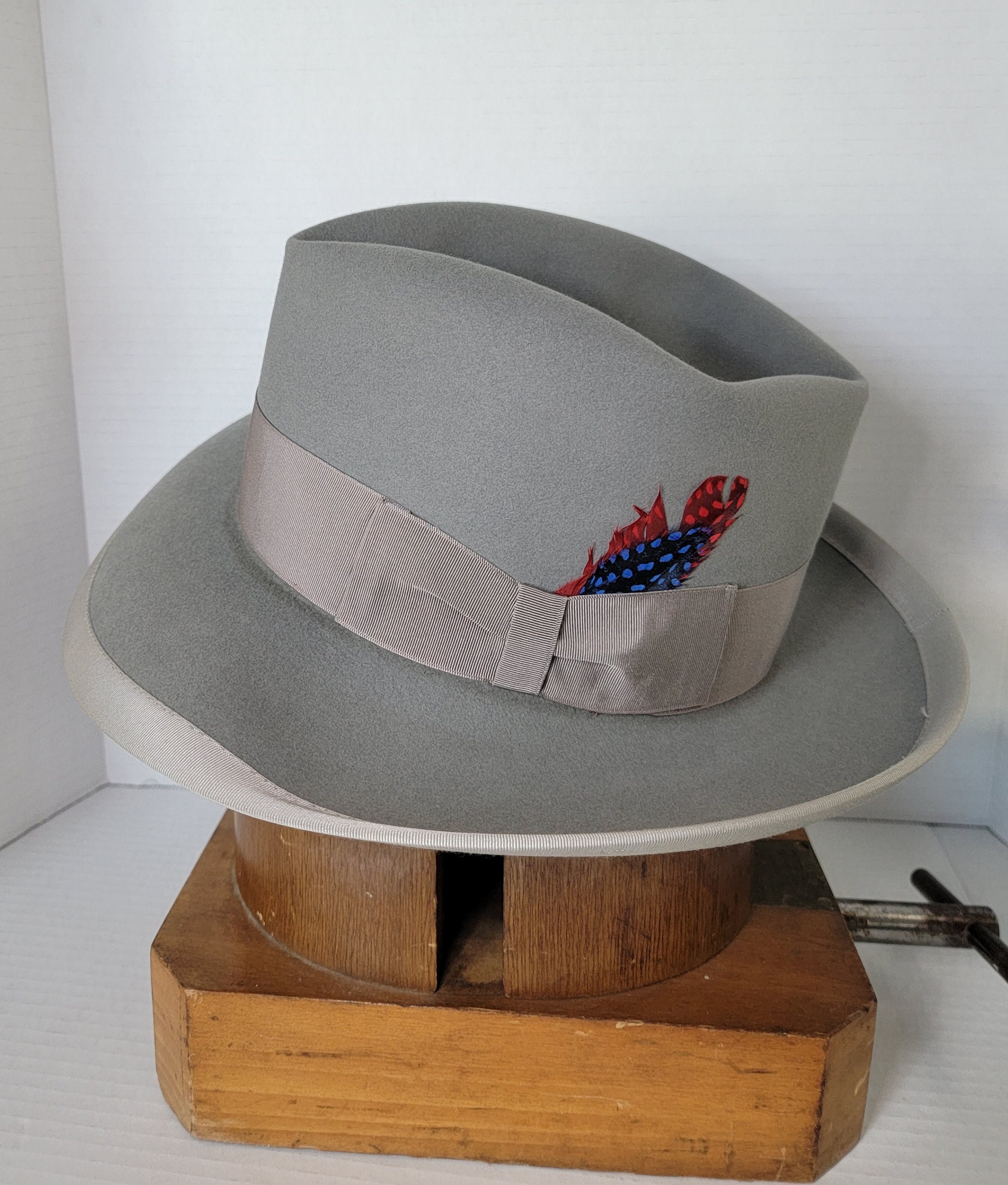 Vintage ~ Men's ~ Knox ~ New York ~ Grey ~ Fedora ~ Wide ~ Brim