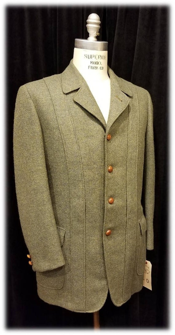 Mens ~ Vintage ~ Norfolk ~ Sport Coat ~ Green ~ Pr