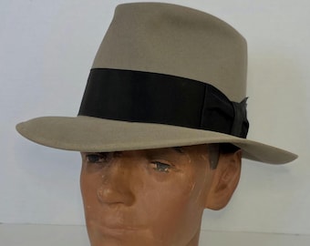 Vintage PORTIS Fedora Fur Felt Rabbit Felt Hat Sz 7 3/8 in