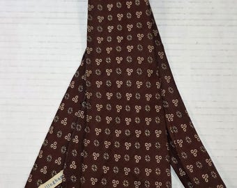 Mens Vintage Embroidered Tuxured Tie Brown Green Cream Original Cravat